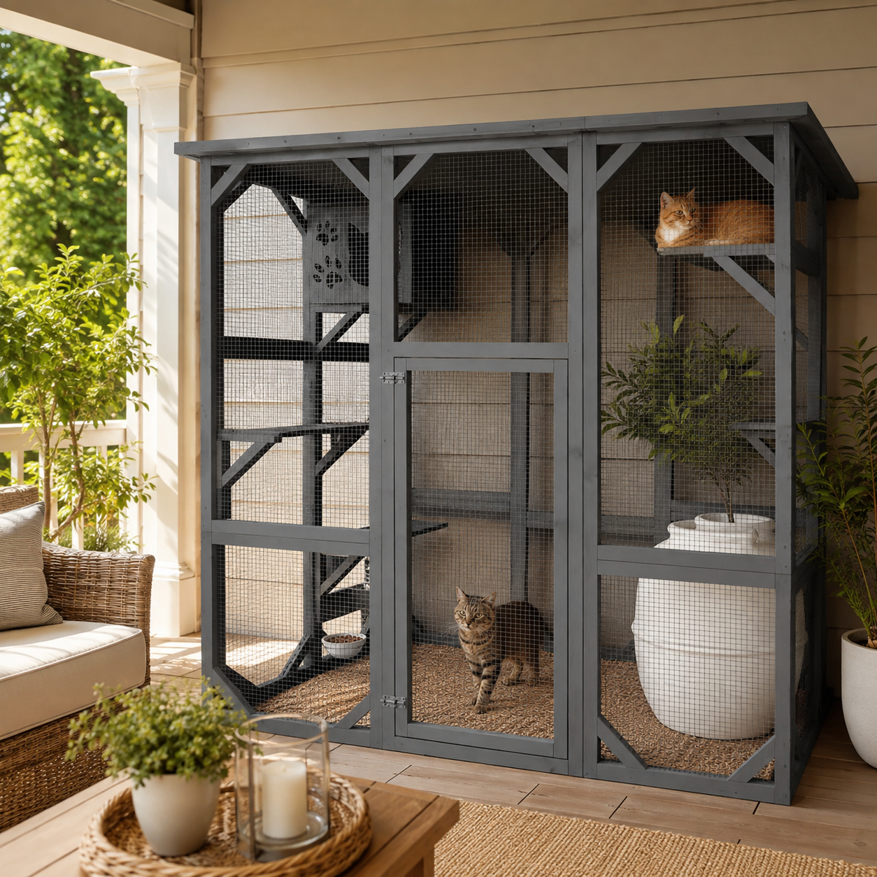 Indoor/Outdoor Large Waterproof Cat Playpen, Catio Play Space