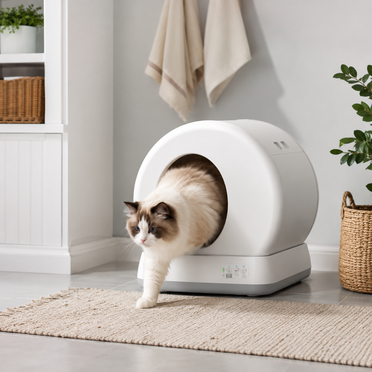 Self-Cleaning Cat Litter Box, Automatic Cat Litter Box with APP Control, Safety Sensors, Odor Isolation & Health Monitoring