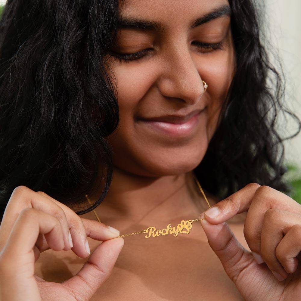 In Loving Memory Of - Name Necklace with Paw