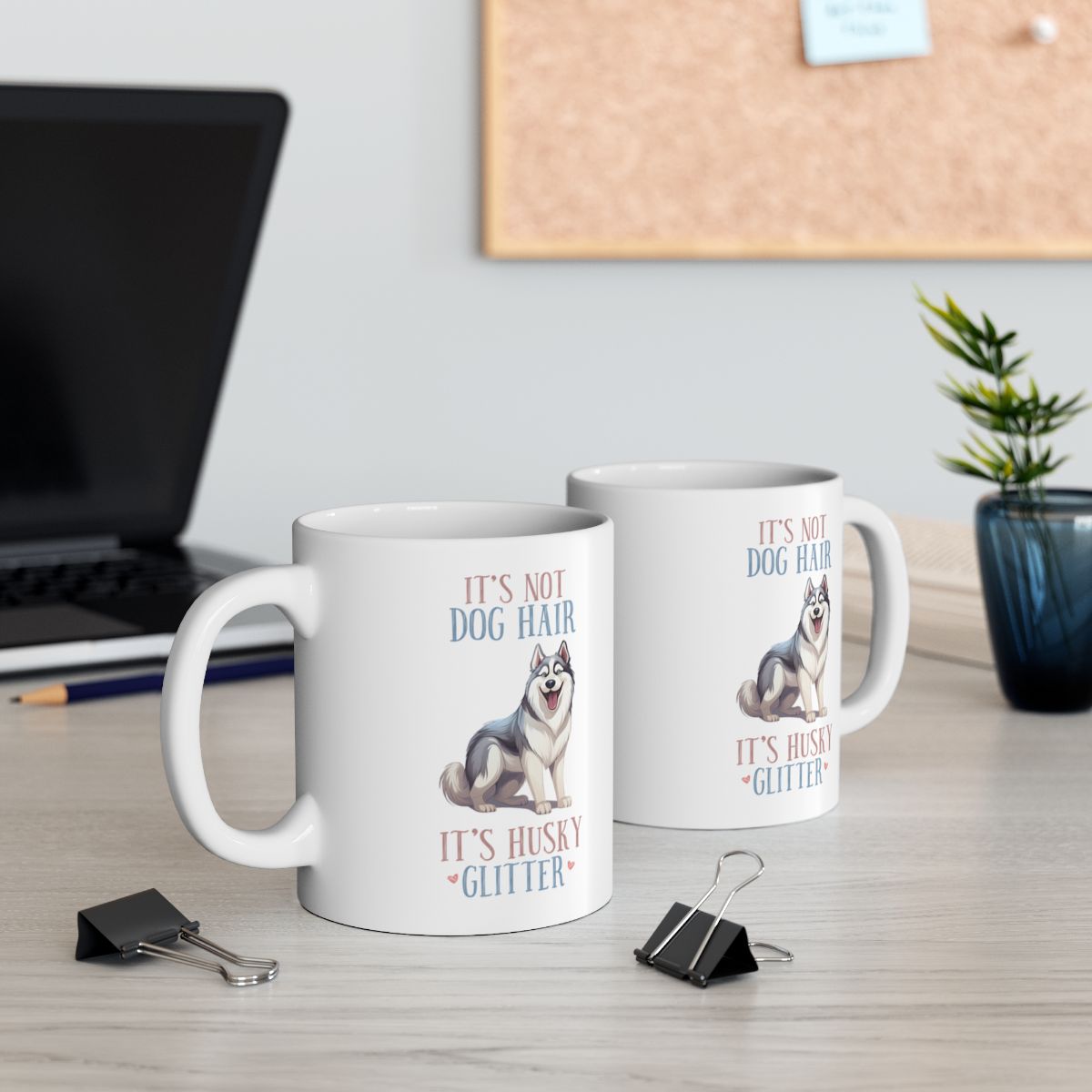 It's Not Dog Hair It's Husky Glitter White Ceramic Mug