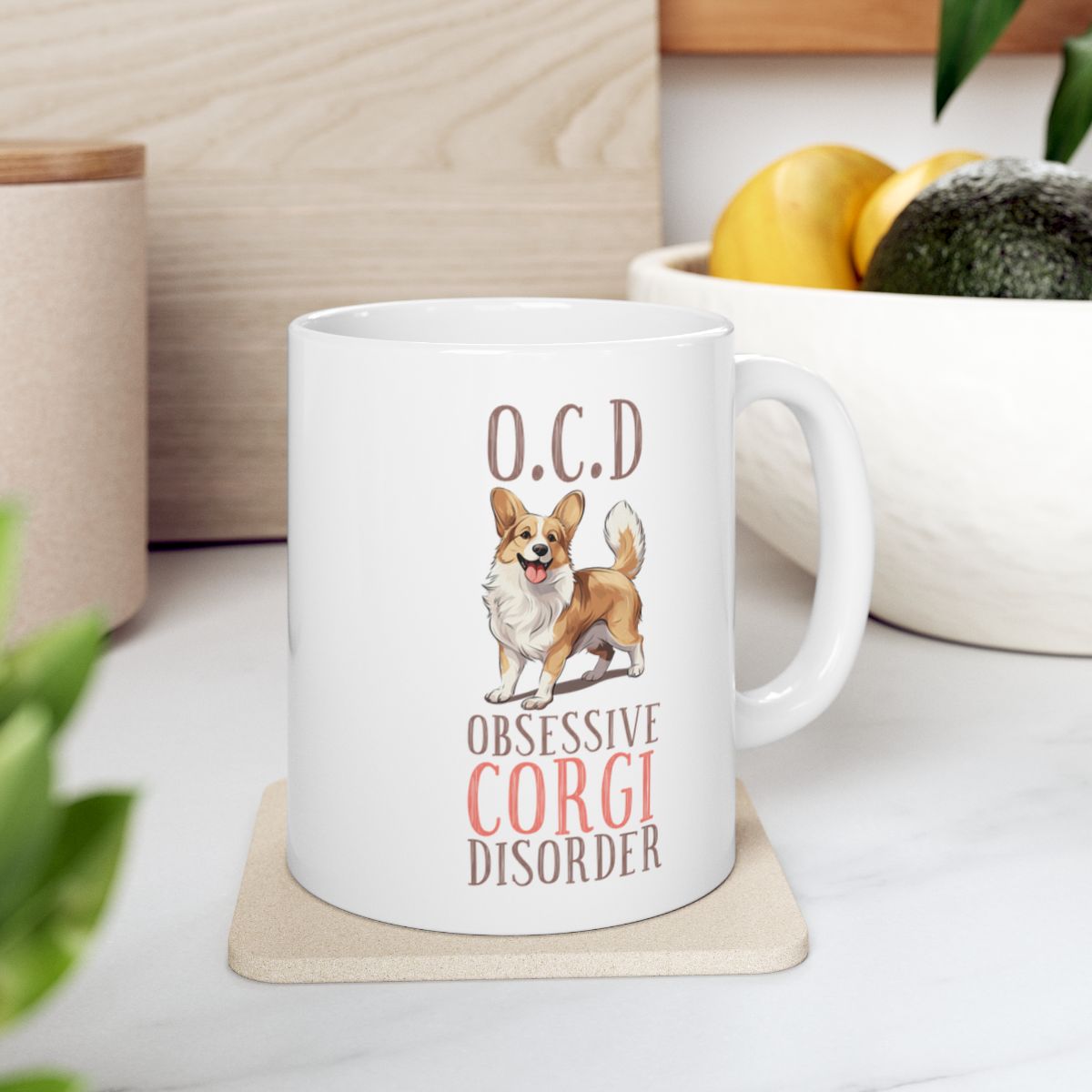 O.C.D. Obsessive Corgi Disorder White Ceramic Mug