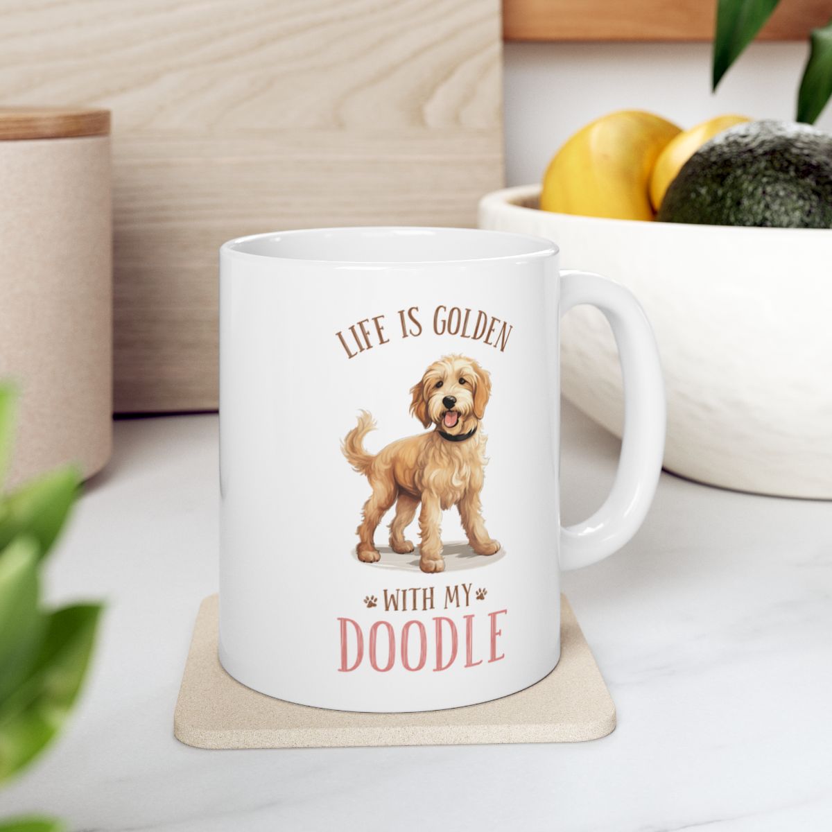 Life Is Golden With My Doodle White Ceramic Mug