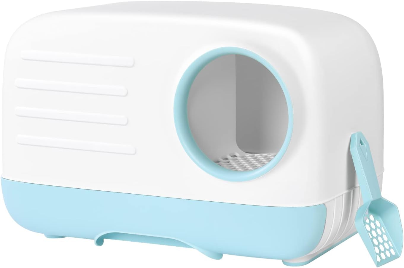 Woofigo Cat Litter Box,Fully Enclosed Litter Box Holds Odors,Prevents Urine and Litter Leakage,Assembly Free,Easy to Clean Stylish Litter Box Furniture with Pull-Out Litter Tray and Litter Scoop