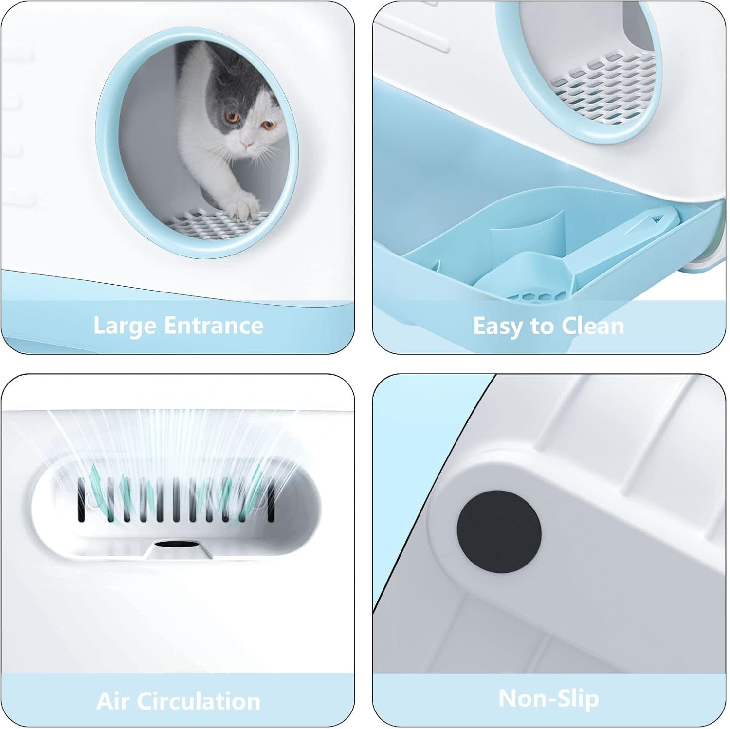 Woofigo Cat Litter Box,Fully Enclosed Litter Box Holds Odors,Prevents Urine and Litter Leakage,Assembly Free,Easy to Clean Stylish Litter Box Furniture with Pull-Out Litter Tray and Litter Scoop