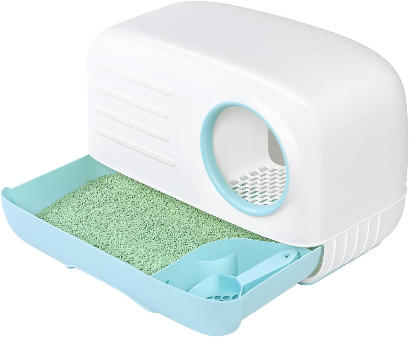Woofigo Cat Litter Box,Fully Enclosed Litter Box Holds Odors,Prevents Urine and Litter Leakage,Assembly Free,Easy to Clean Stylish Litter Box Furniture with Pull-Out Litter Tray and Litter Scoop