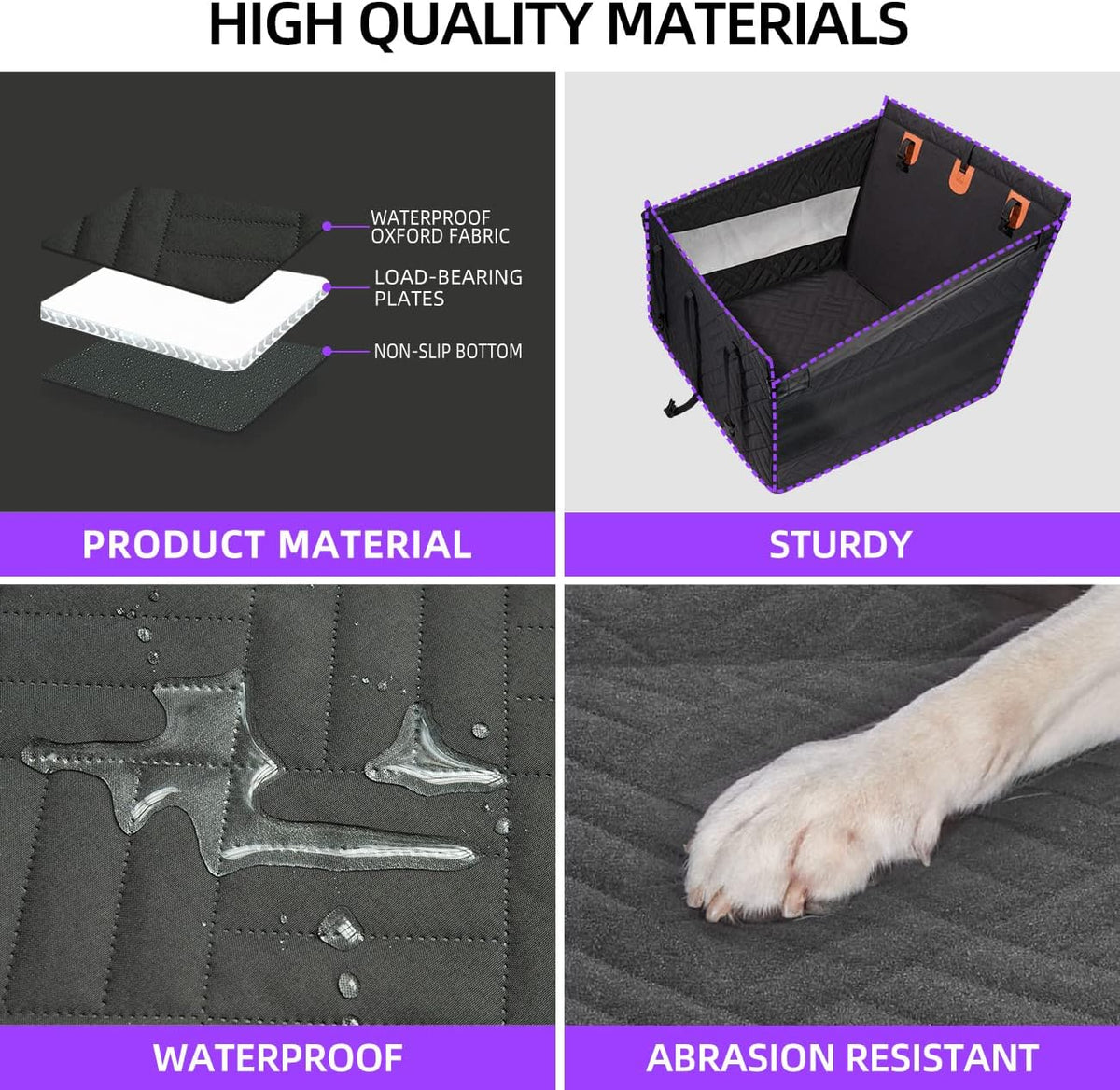 Large Dog Car Seat,Back Seat Extender for Dogs,Hard Bottom Seat Cover | Waterproof,Pet Hammock Suitable for Large,Medium,Small Dogs,Pet Seats Protector for Sedan, SUV and Truck,Black-L