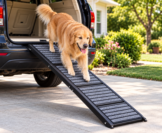 67" Foldable Dog Ramps for Large Dogs, Dog Car Ramp with Non-Slip Rug Surface, Pet Ramp Stairs Portable,Dog Steps for Medium & Large Dogs up to 220 LBS Get into a Car, SUV & Truck