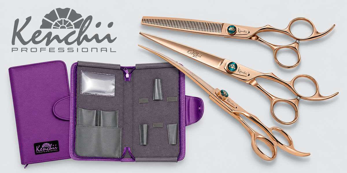 Rose Gold Deluxe Grooming Shears Great Grooming Shears for All Breeds (7.0" 3 Piece Set)