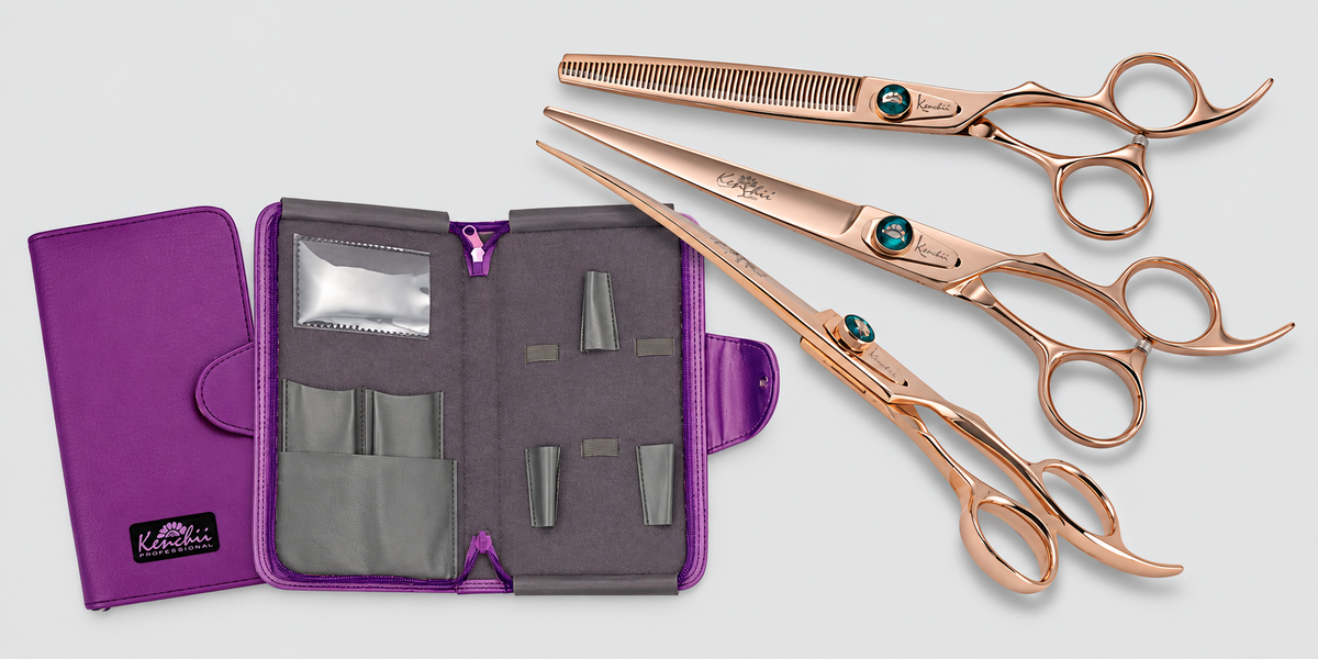 Rose Gold Deluxe Grooming Shears Great Grooming Shears for All Breeds (7.0" 3 Piece Set)