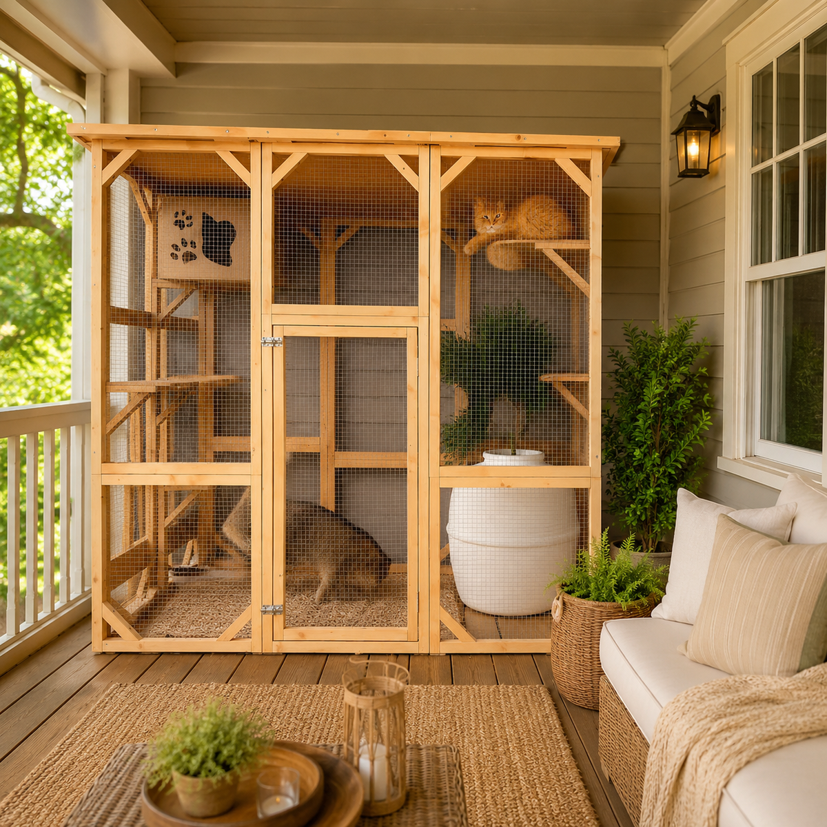 Indoor/Outdoor Large Waterproof Cat Playpen, Catio Play Space