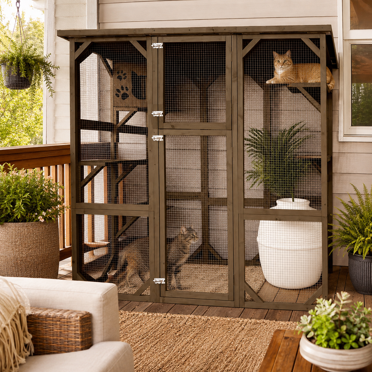 Indoor/Outdoor Large Waterproof Cat Playpen, Catio Play Space