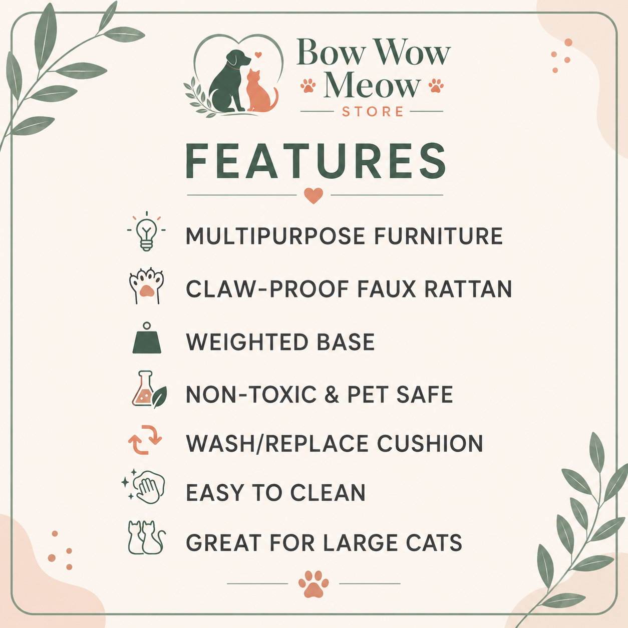 Igloo Indoor Dog Bed & Cat Bed in Smoke, Multipurpose Pet Bed with Table Top, Claw-Proof Faux Rattan Is Easy to Clean, Includes Washable & Replaceable Covered Cushion