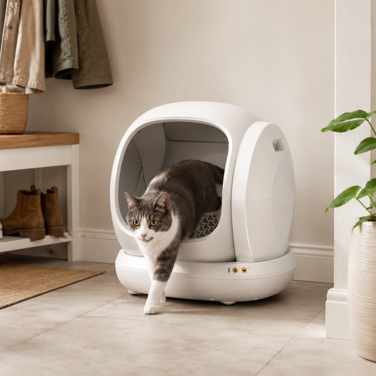 75L Smart Automatic Self-Cleaning Cat Litter Box, APP Control/Integrated Safety Protection,White