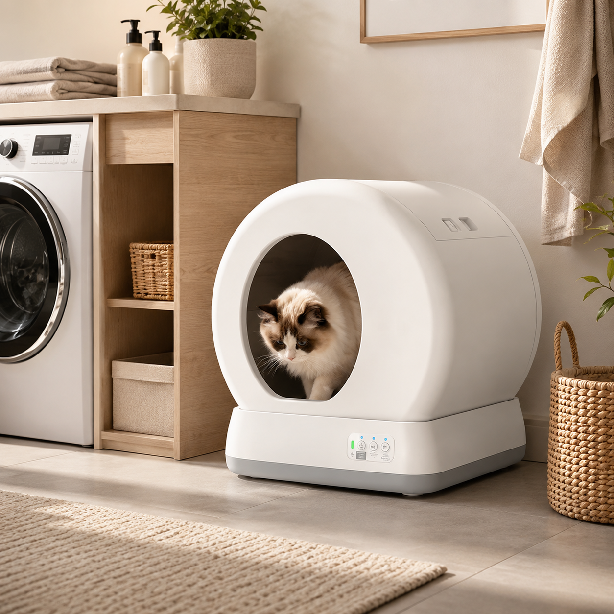 Self-Cleaning Cat Litter Box, Automatic Cat Litter Box with APP Control, Safety Sensors, Odor Isolation & Health Monitoring