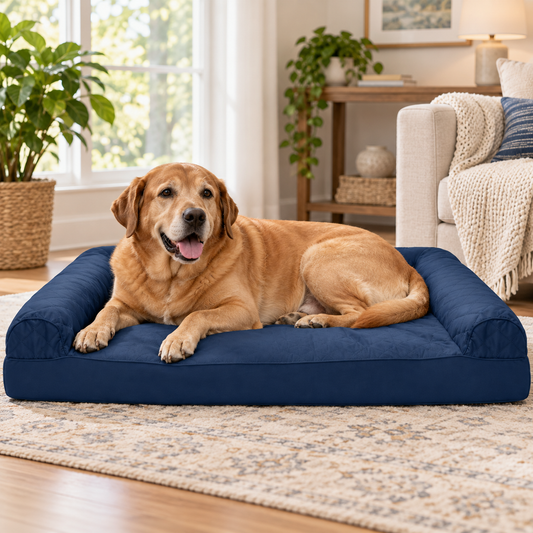 Cooling Gel Dog Bed for Large Dogs W/ Removable Bolsters & Washable Cover, for Dogs up to 125 Lbs - Luxe Faux Fur & Performance Linen Sofa - Charcoal, Jumbo Plus/Xxl