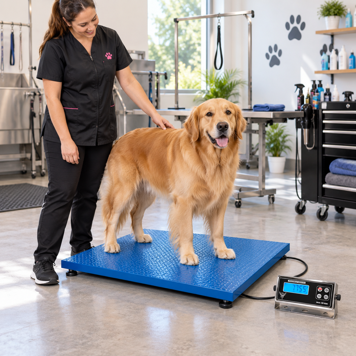 Industrial Floor Scale, Accurate Digital Pallet Scales, Heavy-Duty Digital Pet Floor Scale with PEC-IN202 Indicator, 24”X24“, 2500 X 0.5Lb…