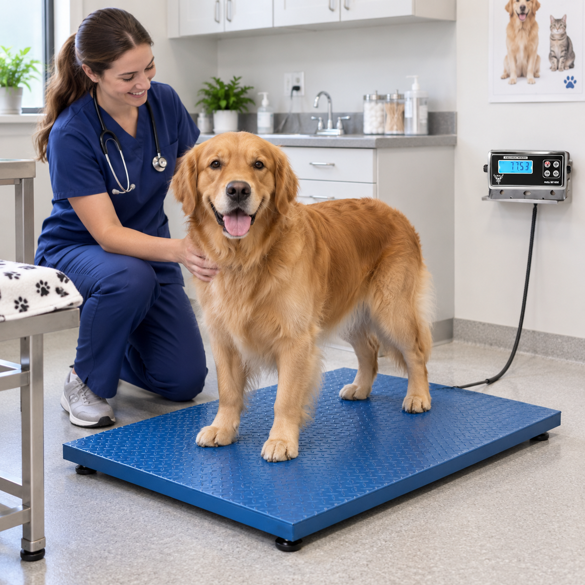Industrial Floor Scale, Accurate Digital Pallet Scales, Heavy-Duty Digital Pet Floor Scale with PEC-IN202 Indicator, 24”X24“, 2500 X 0.5Lb…