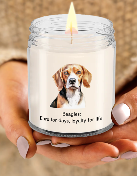 Vanilla Soy Candle Jar with Lid - Beagle Dog
