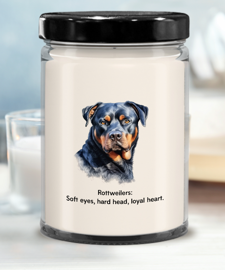 Vanilla Soy Candle Jar with Lid - Rottweiler Dog