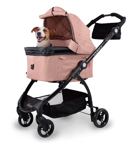 3-In-1 Travel System - Pet Stroller, Carrier, Bag for Small Dogs, Medium Dogs, Cats - Lightweight, 44 Lbs - Coral Pink