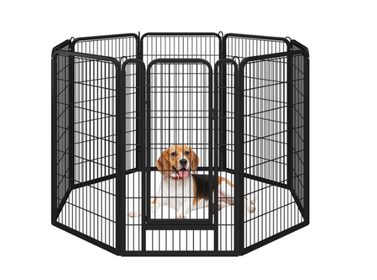 47.5″ Tall 8-Panel Metal Pet Playpen Kennel with Door for Indoor and Outdoor, Black
