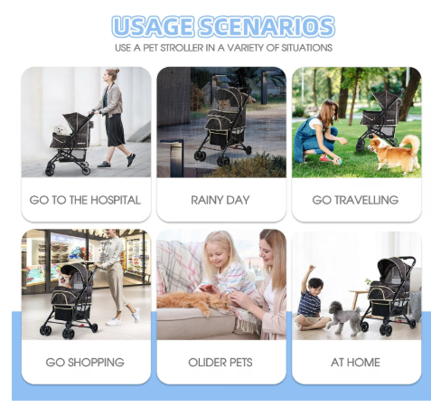 Dogs Cats Stroller for Small Medium Dogs Cats Pets up to 35 Lbs，Foldable Dog Cat Stroller Jogger Travel Strollers with Storage Basket and Cup Holder, Polka Squares