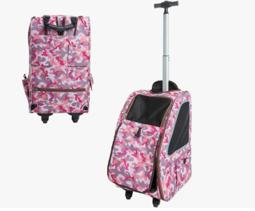 5-In-1 Complete Travel System pet Carrier and pet Stroller - Pink Camo (Army Camo)