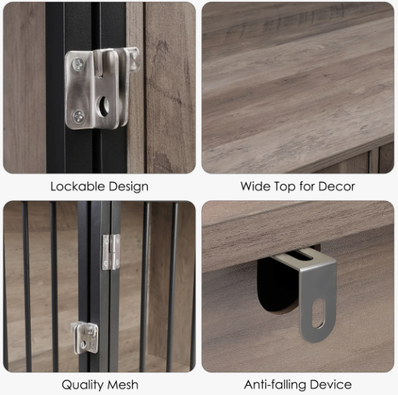 47.2" Dog Kennel Console Table | Wooden Crate Furniture with 2 Storage Drawers & Feed Cabinet