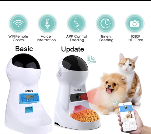 3L Automatic Pet Feeder with Voice Record Pets Food Bowl for Medium Small Dog Cat LCD Screen Dispensers 4 Times One Day