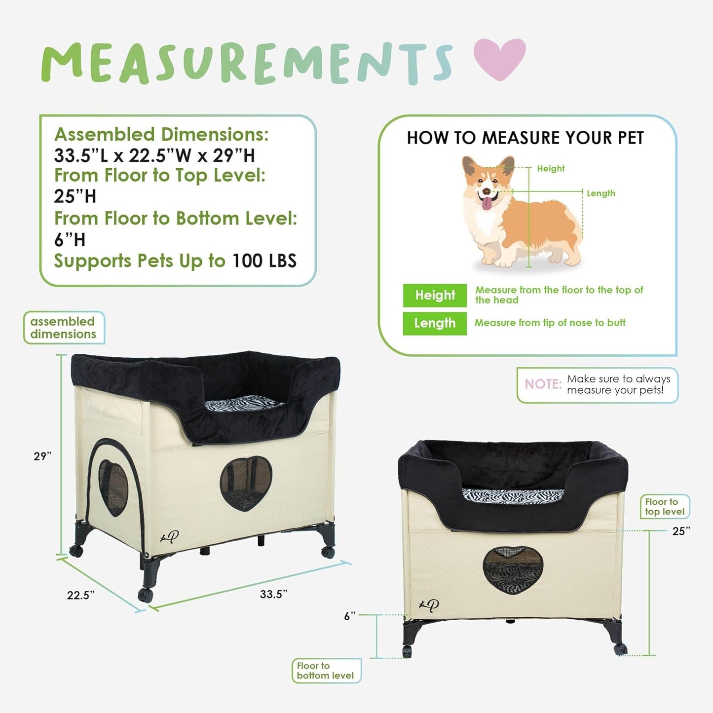 Bedside Lounge Pet Bed, Raised Bunk Bed for Medium Size Pets for Cats & Dogs, Zebra Vibes Design