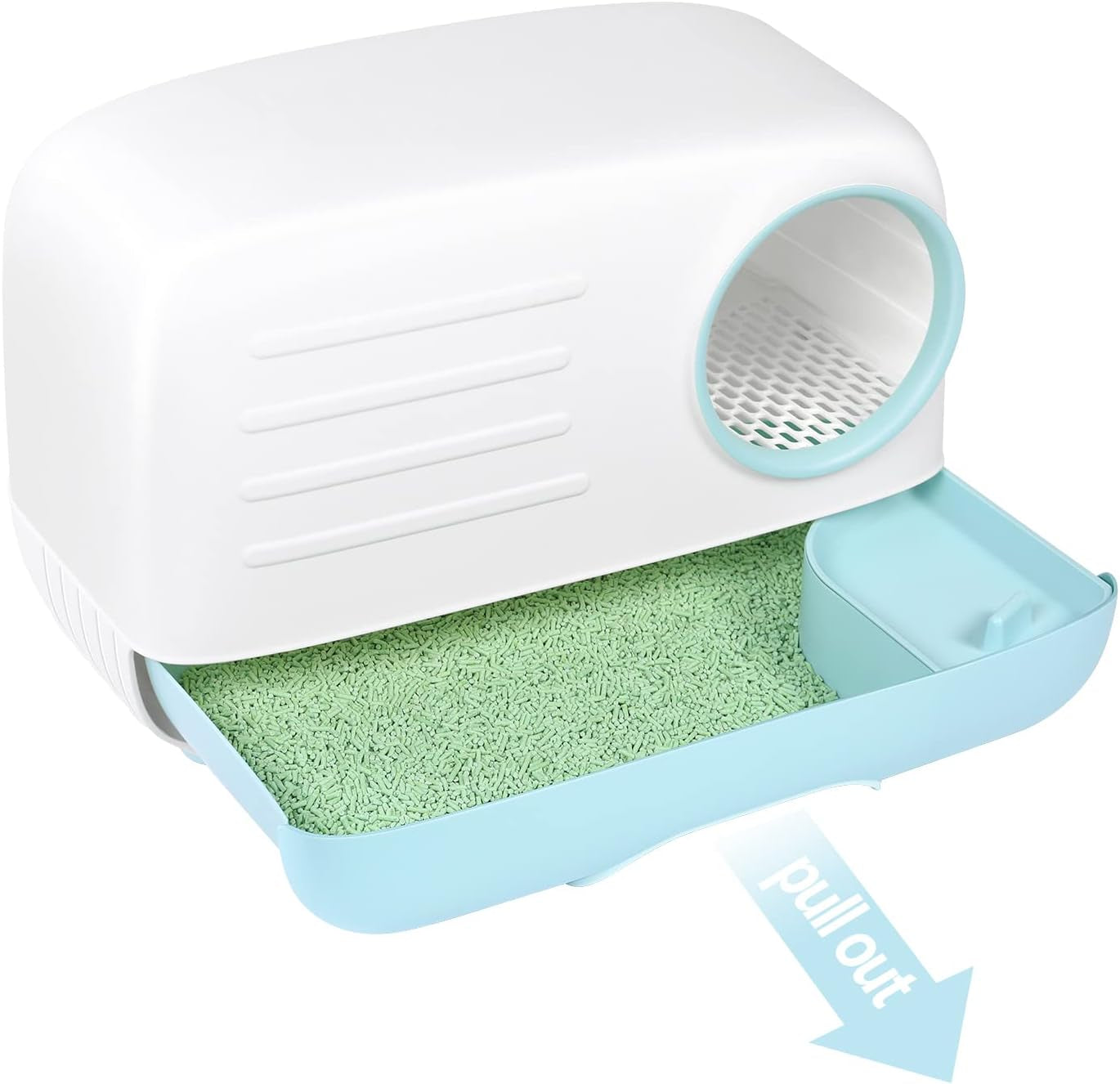 Woofigo Cat Litter Box,Fully Enclosed Litter Box Holds Odors,Prevents Urine and Litter Leakage,Assembly Free,Easy to Clean Stylish Litter Box Furniture with Pull-Out Litter Tray and Litter Scoop