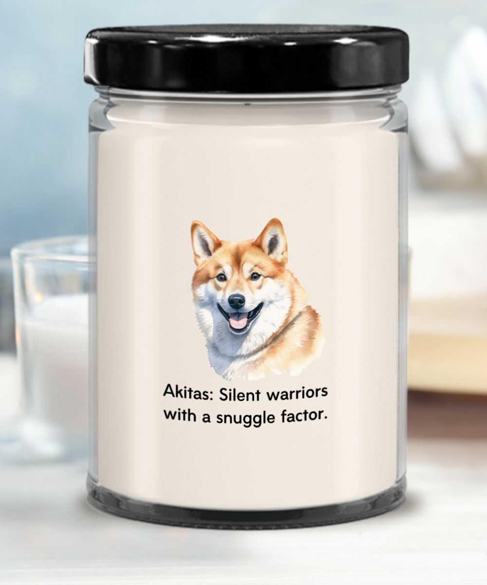 Vanilla Soy Candle Jar with Lid - Akita Dog