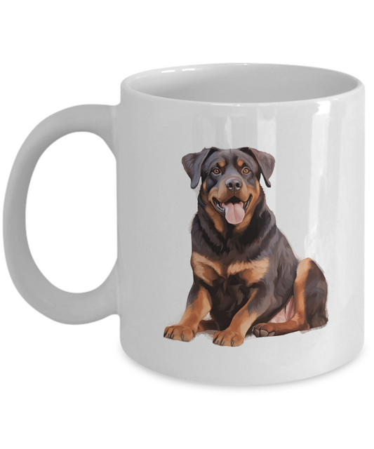 Rottweiler White Ceramic Mug 11oz and 15oz