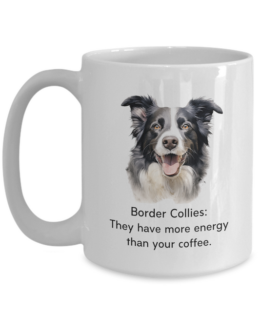 Border Collie White Ceramic Mug 15oz