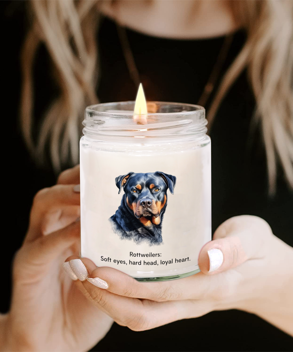 Vanilla Soy Candle Jar with Lid - Rottweiler Dog
