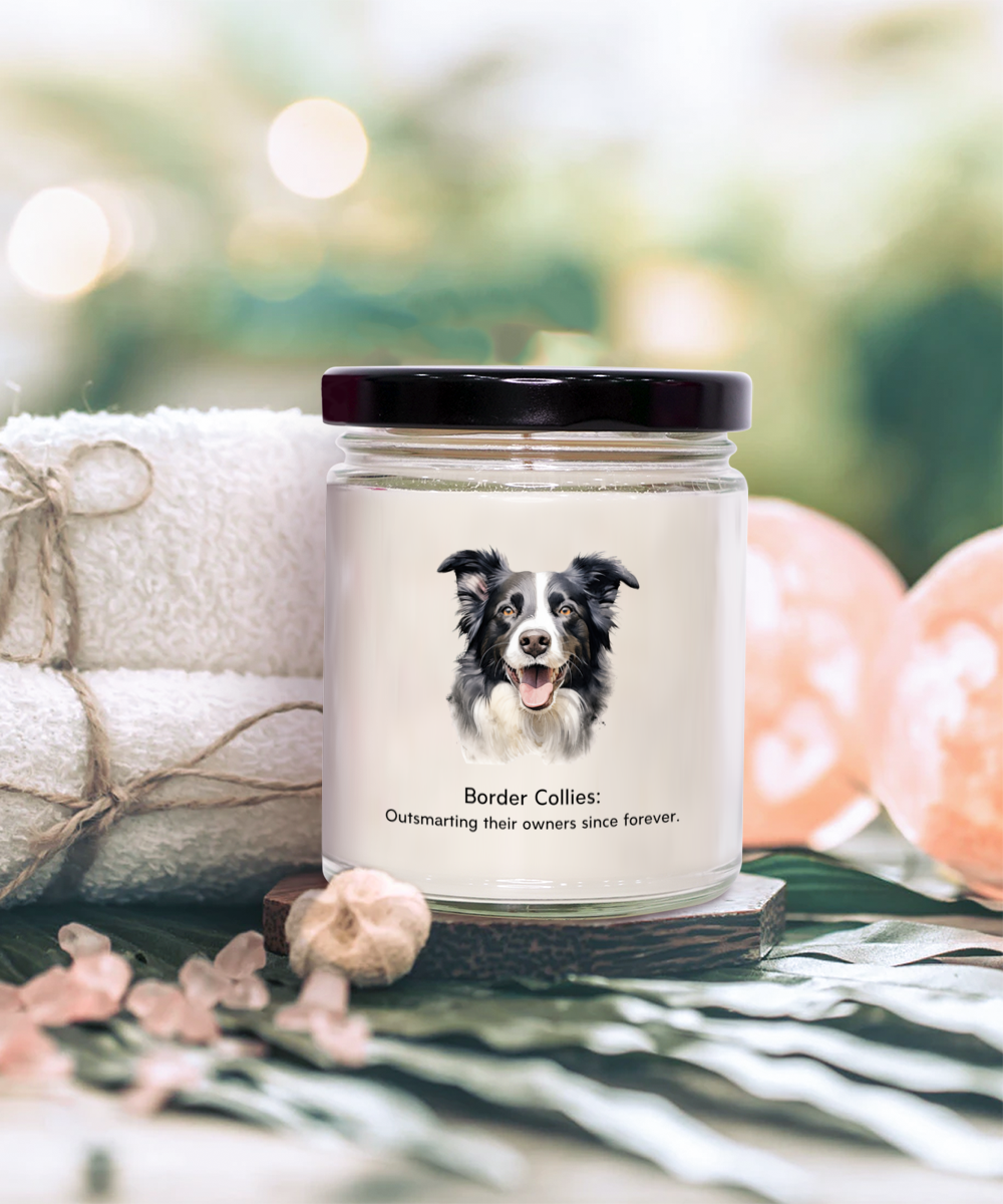Vanilla Soy Candle Jar with Lid - Border Collie Dog