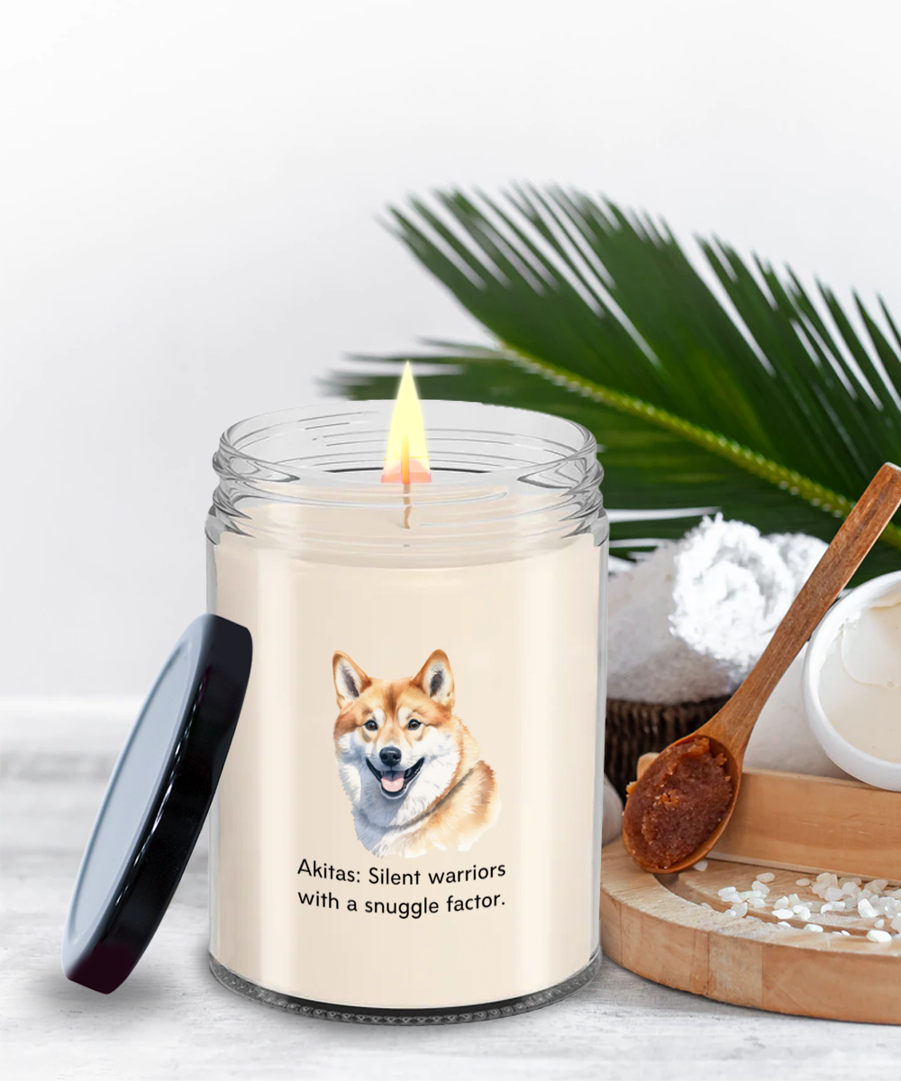 Vanilla Soy Candle Jar with Lid - Akita Dog