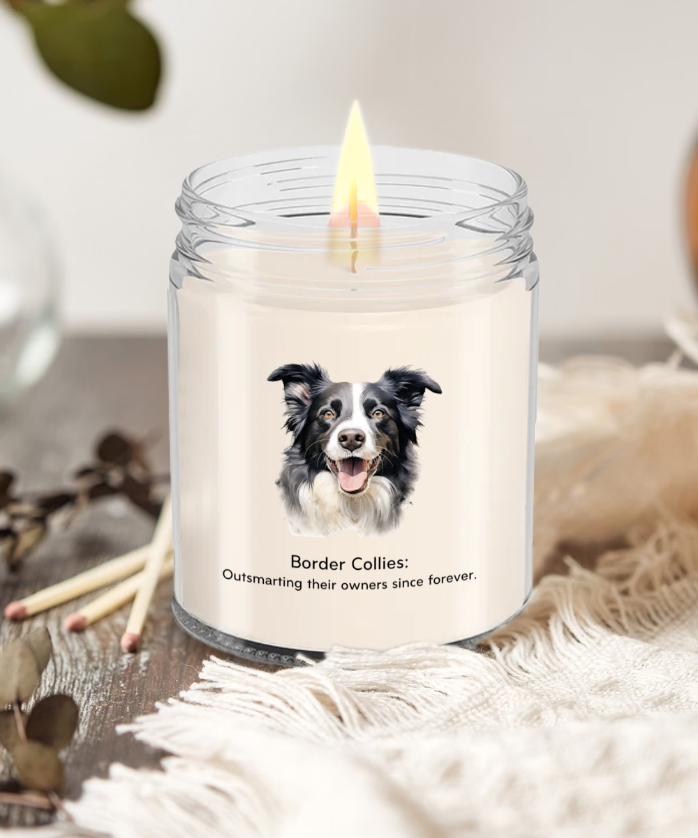 Vanilla Soy Candle Jar with Lid - Border Collie Dog
