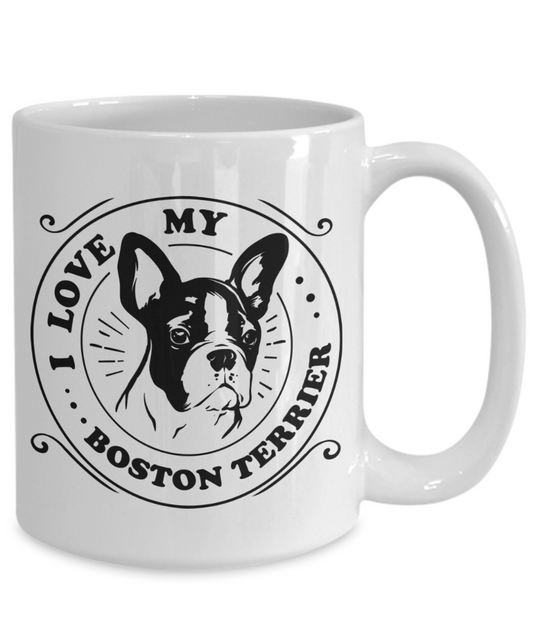 I Love My Boston Terrier 15 oz Ceramic Mug