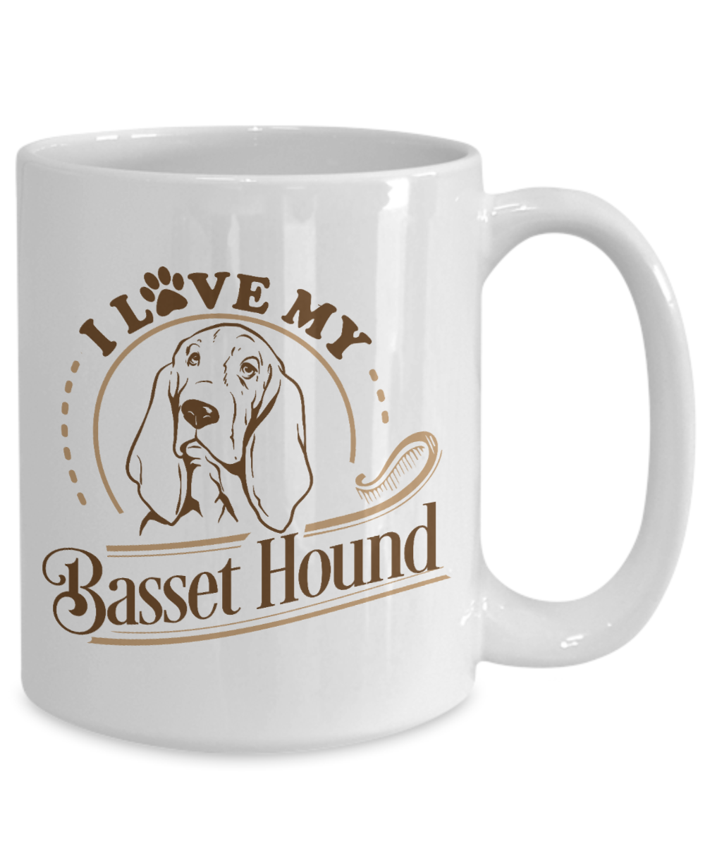 I Love My Basset Hound 15 oz Ceramic Mug