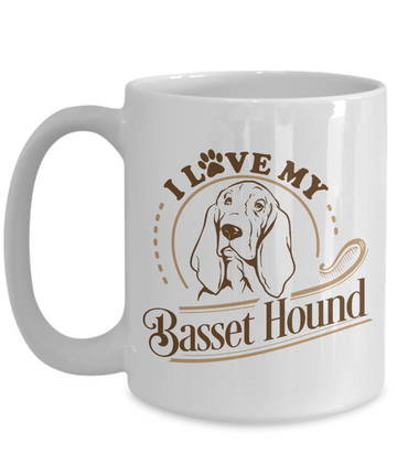 I Love My Basset Hound 15 oz Ceramic Mug