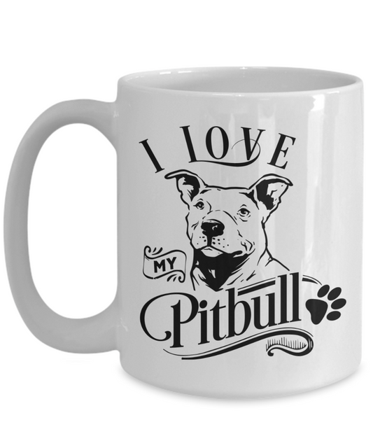 I Love My Pitbull 15 oz Ceramic Mug