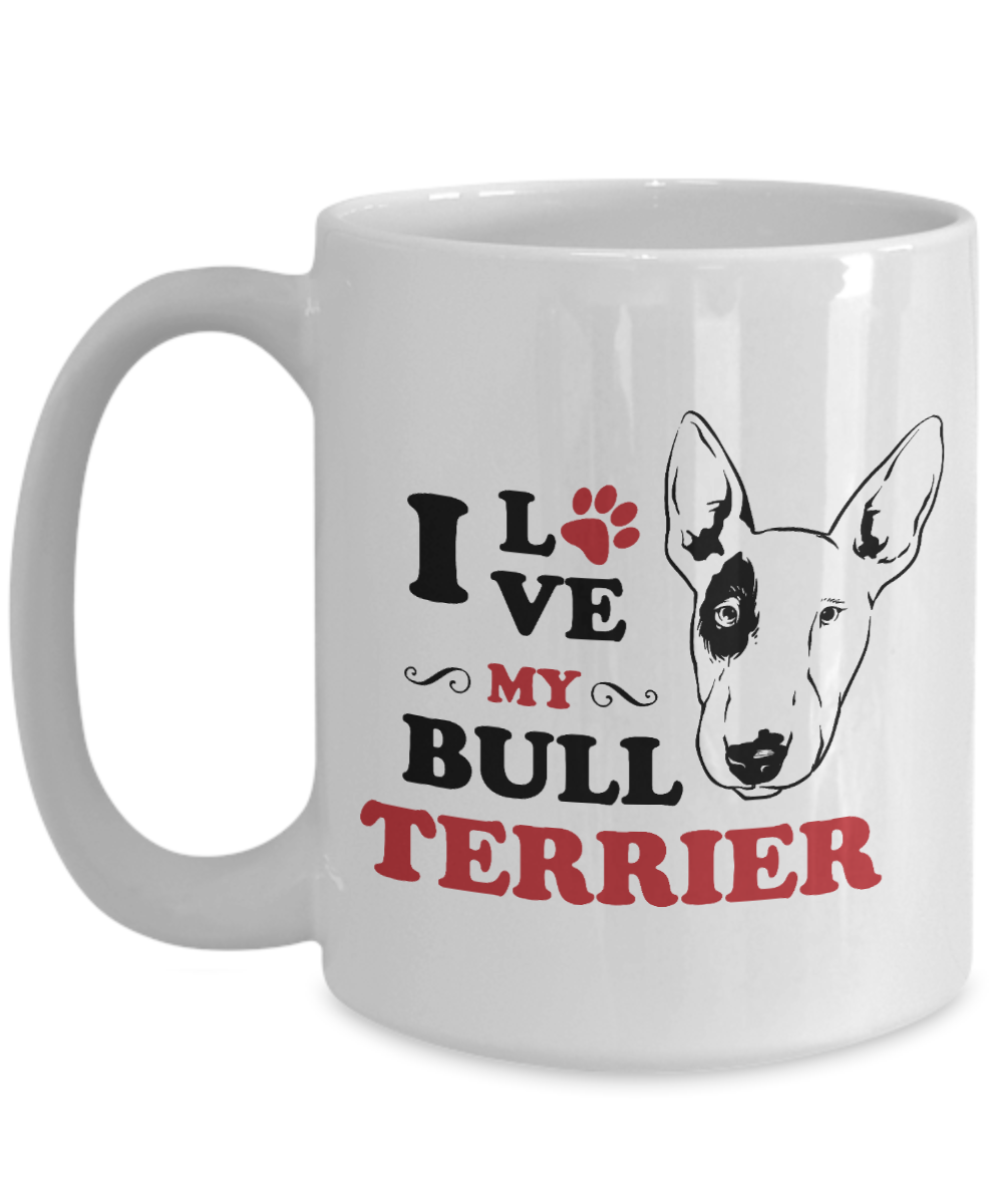I Love My Bull Terrier 15 oz Ceramic Mug
