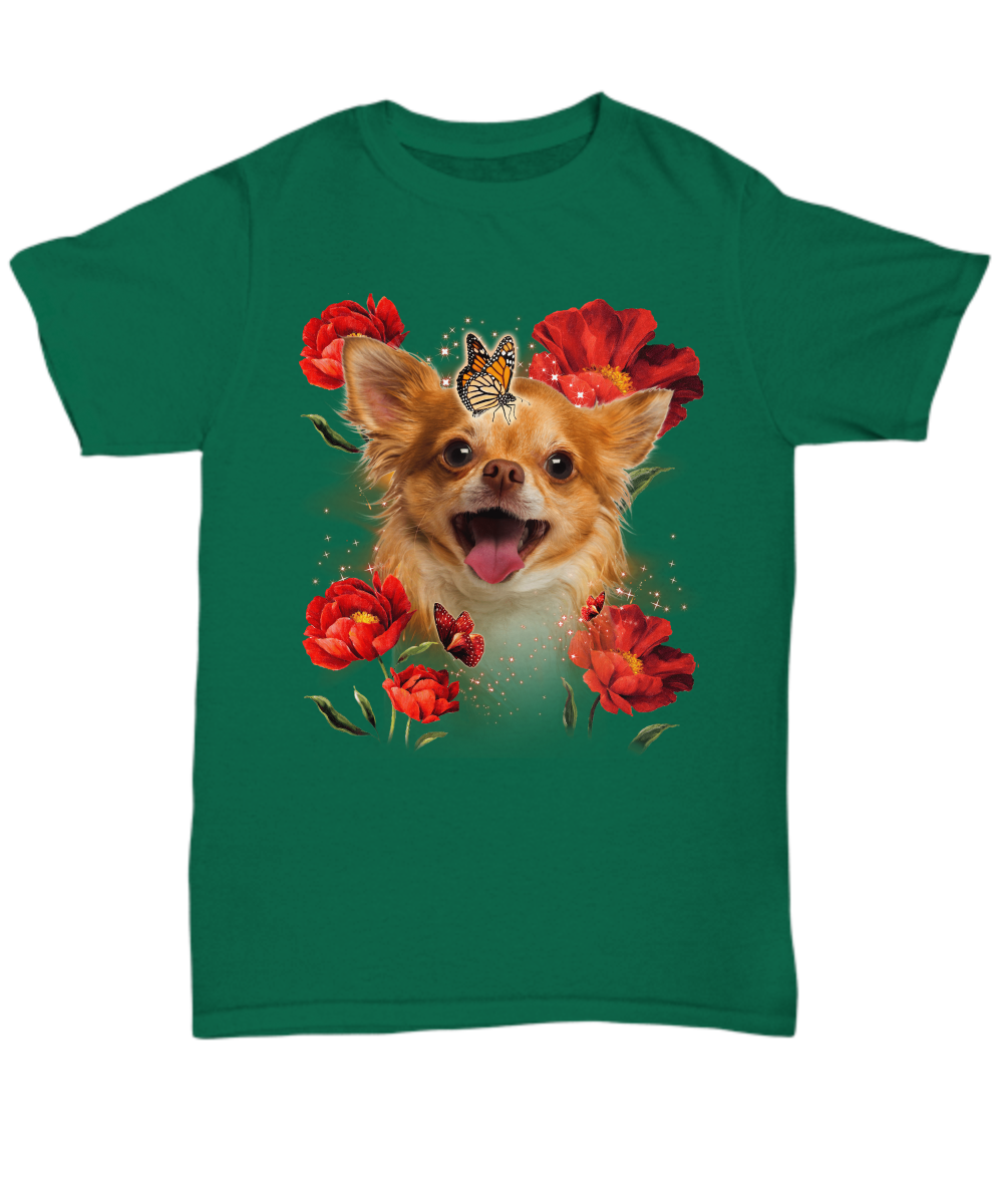 Red Flower - Chihuahua Unisex T-shirt