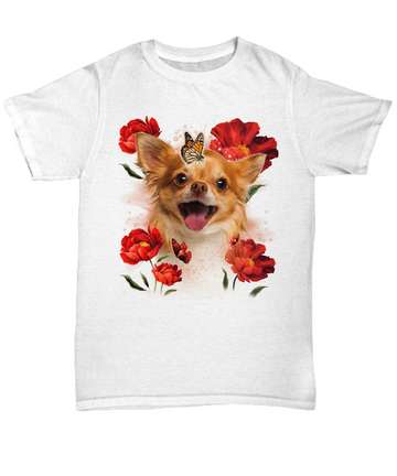 Red Flower - Chihuahua Unisex T-shirt
