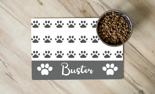 Personalized Pet Placemat - Gray Paws