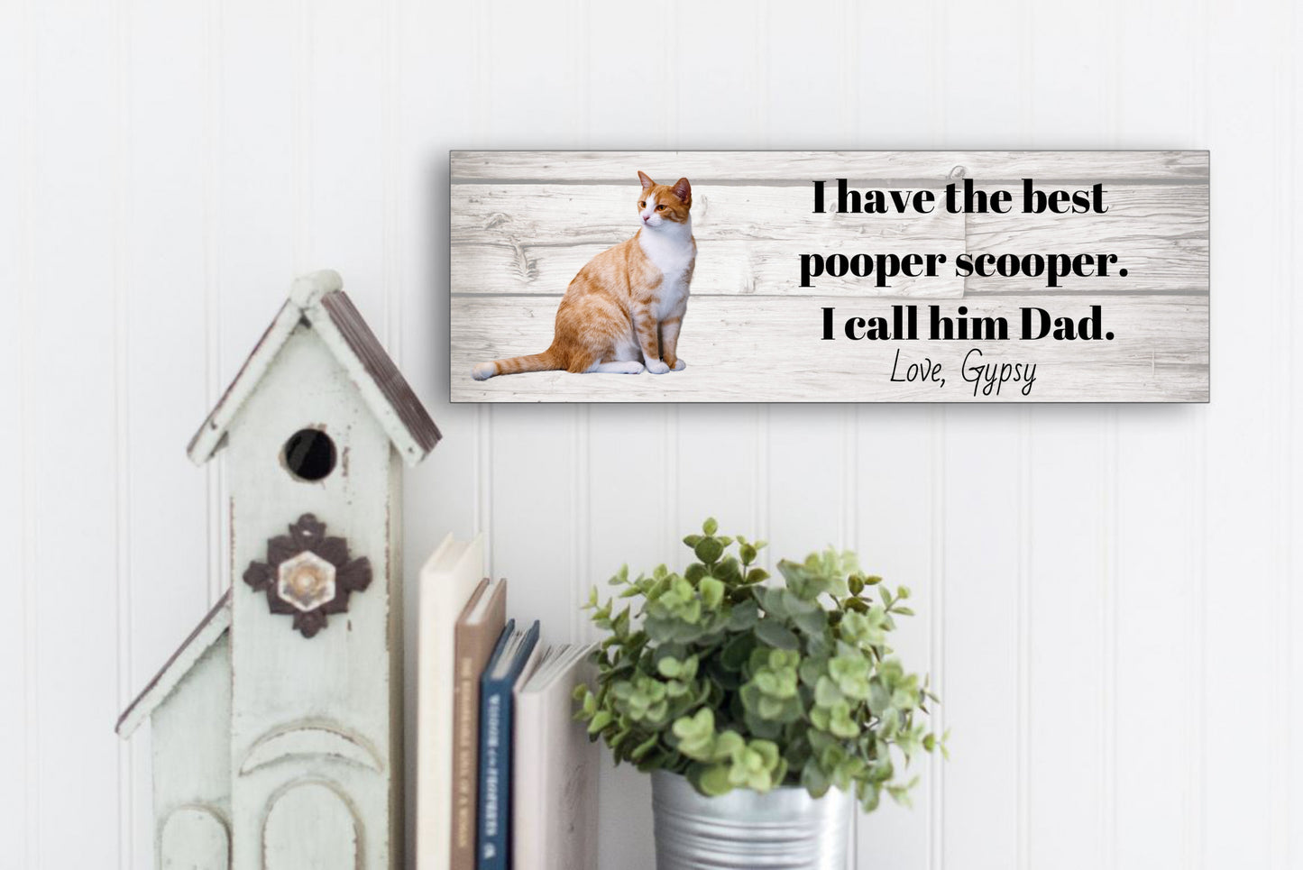 Best Pooper Scooper Ever - Cat Dad Sign Personalized with Photo and Name