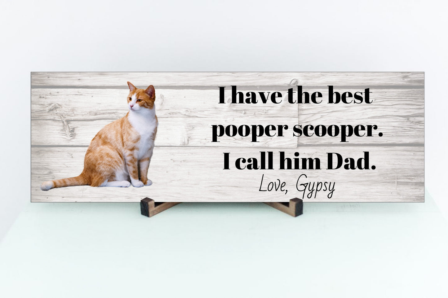 Best Pooper Scooper Ever - Cat Dad Sign Personalized with Photo and Name